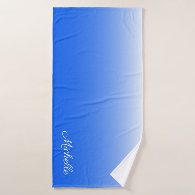 Gradiente personalizado azul eléctrico oscuro (Toalla de baño)