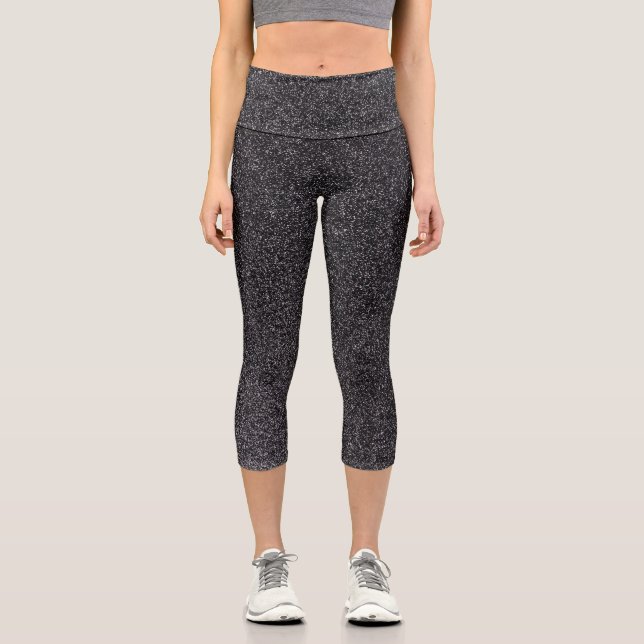 Gradiente plateado-negro Purpurinas Capri Leggings (Anverso)