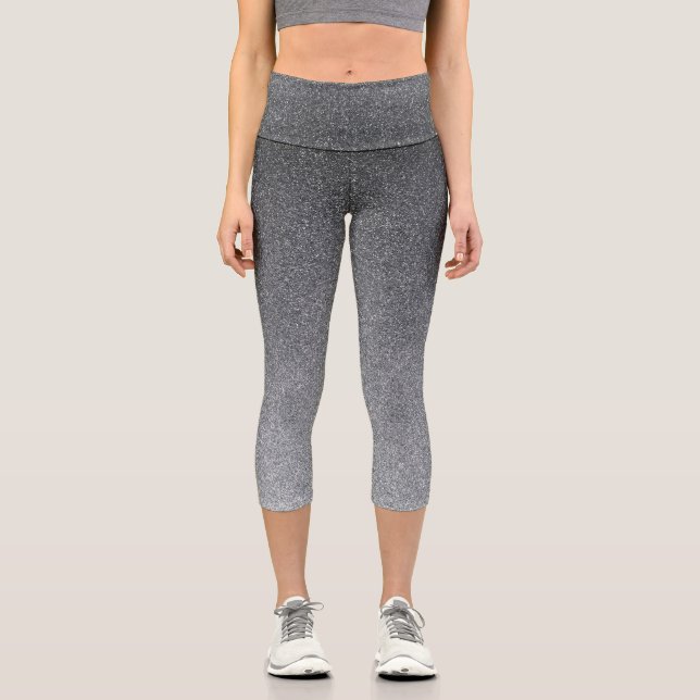 Gradiente plateado Purpurinas Capri Leggings (Anverso)