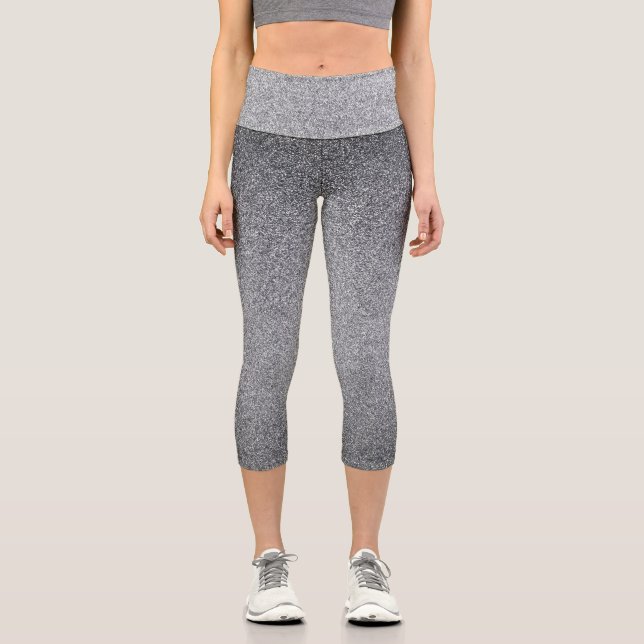 Gradiente plateado Purpurinas Capri Leggings (Anverso)