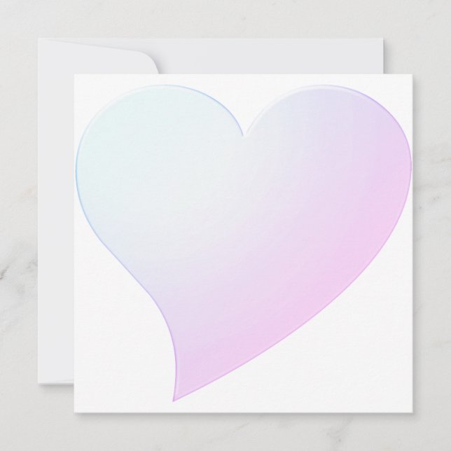 Gradiente rosa pálido azul claro gran corazón tarj (Anverso)