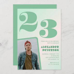 Gradiente verde 23 invitaciones de cumpleaños Foto
