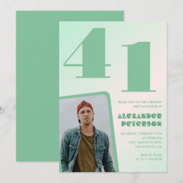 Gradiente verde 41ª invitaciones de cumpleaños Boy