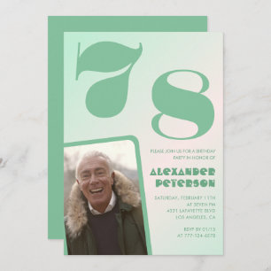 Gradiente verde 78º cumpleaños invitaciones Hombre