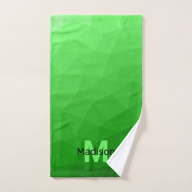 Gradiente verde claro patrón de malla de geometría (Toalla de mano)