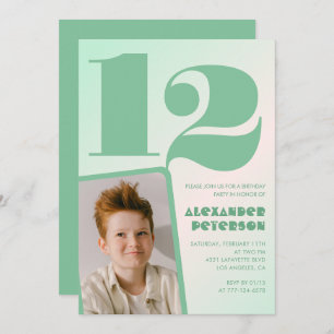 Gradiente verde invitaciones de 12 años Boy Photo