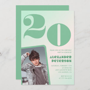 Gradiente verde invitaciones para el 20 cumpleaños