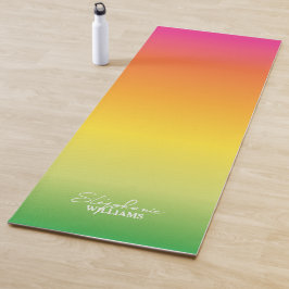 Gradiente verde naranja Yoga Mat con nombre person