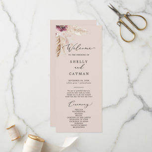 Grado Boho Pampas   Programa de Boda de Peach