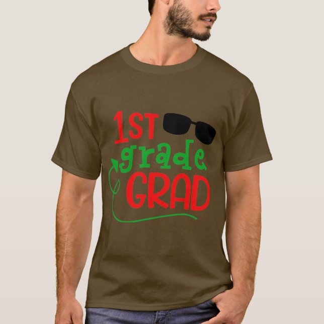 Grado de 1º grado Camiseta Oscura Básica (Anverso)