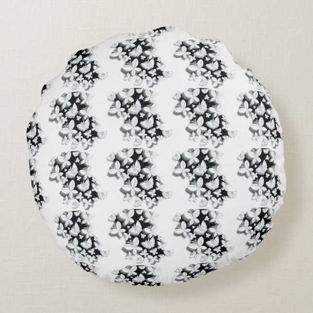 Grado de almohada redonda A algodón "Mariposas" (Reverso)