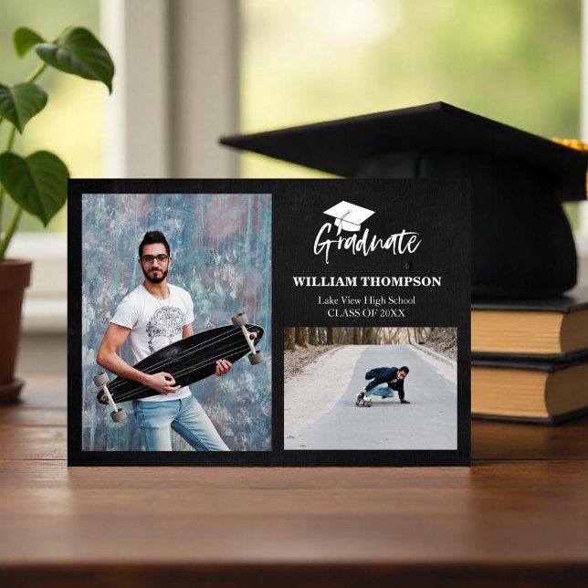 Grado de secundaria Invitación 2 foto talla negra (Subido por el creador)