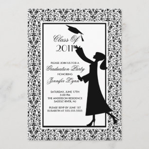 Grado de silueta de invitación a graduación de Dam