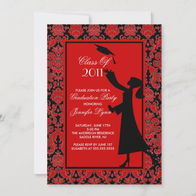 Grado de silueta de la invitación a graduación de  (Anverso)