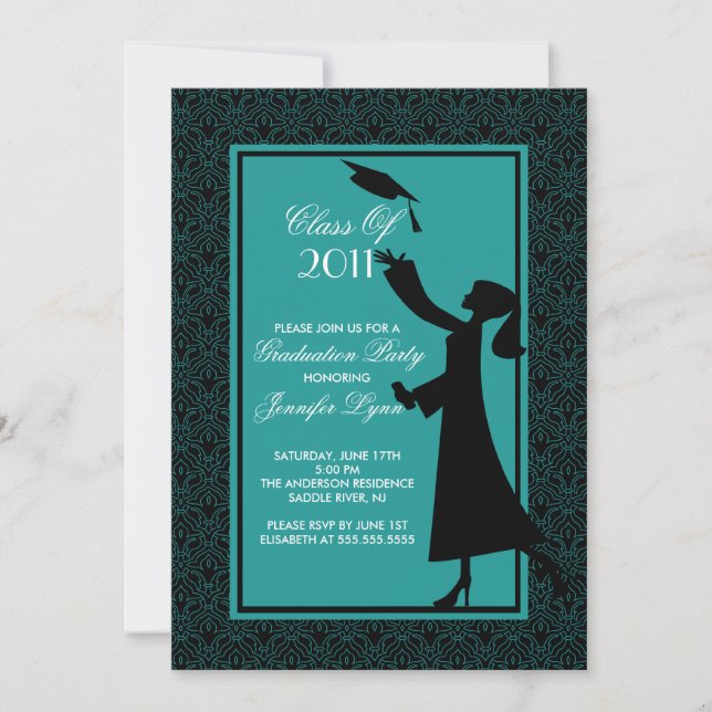 Grado de silueta de la invitación a graduación de  (Anverso)