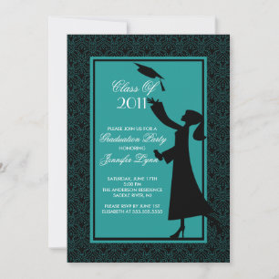 Grado de silueta de la invitación a graduación de 