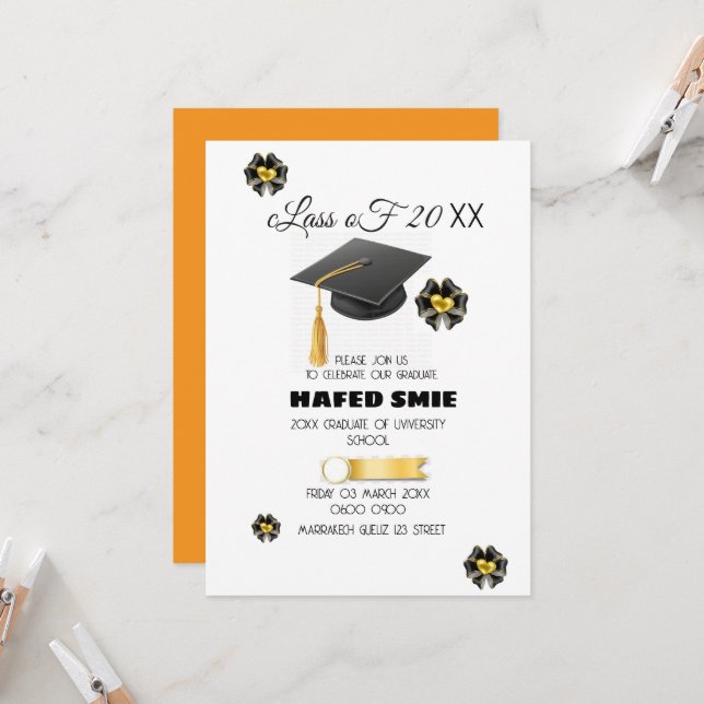 Grado editable de plantilla de invitación de grupo (Anverso/Reverso In Situ)