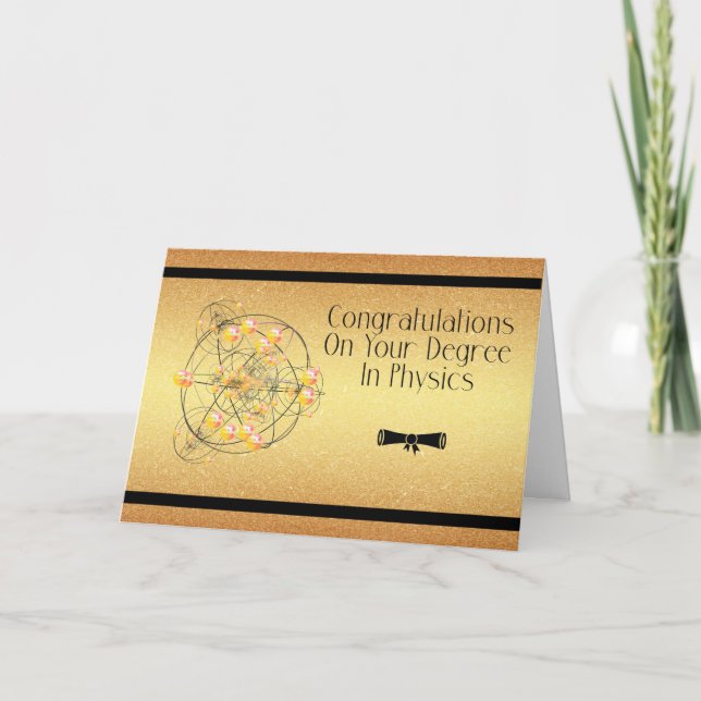 Grado en Tarjeta de Física, felicitaciones Gold (Anverso)