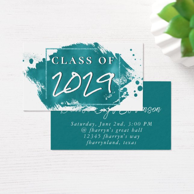 Grado pintado | Invitación de graduación verde Ver (Escritorio)