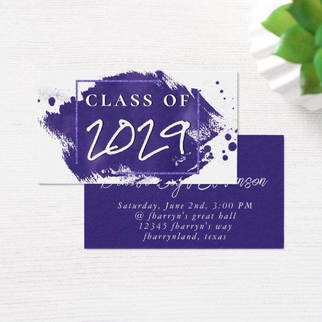 Grado pintado | Invitación de graduación violeta (Escritorio)