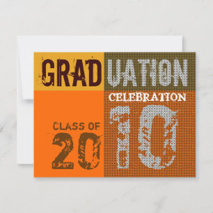 Graduación 2010 Fiesta Naranja Brown Invitación