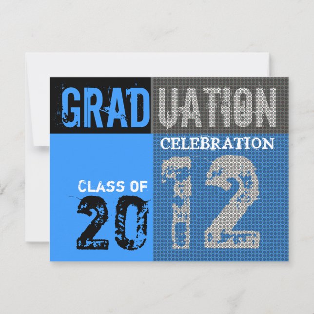 Graduación 2012 Fiesta invitación azul gráfico (Anverso)