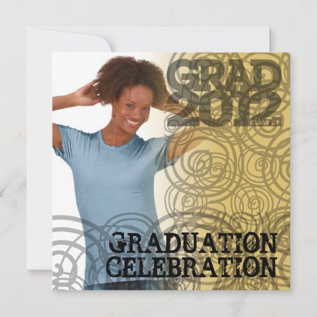 Graduación 2012 Invitación de fiesta Twirl Gold (Anverso)
