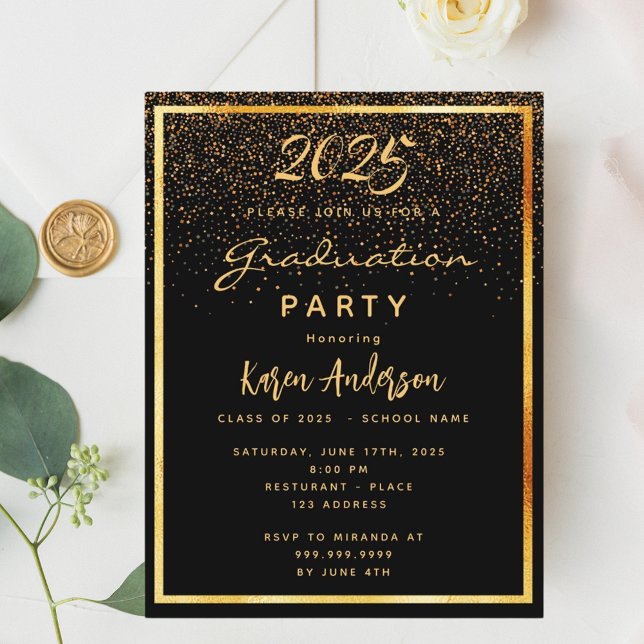 Graduación 2023 Invitación fiesta de oro de glam n (Subido por el creador)