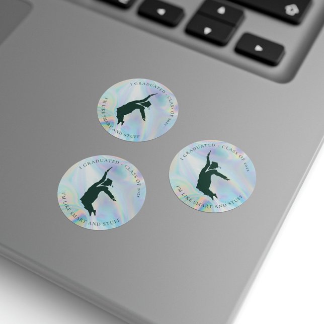 Graduación 2024 Graduado Sello para sobres irlandé (Graduation Gag Holographic Round Stickers)