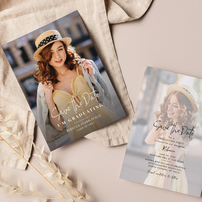 Graduación 2025 Foto Guardar anuncio de fecha (Graduation Save the Date Photo Announcement)