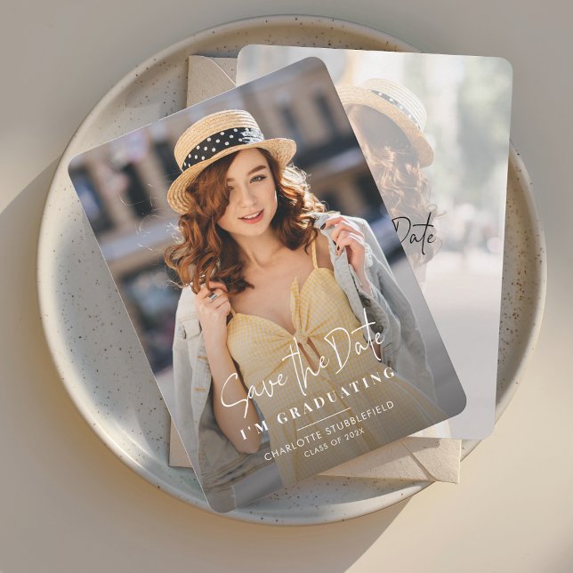 Graduación 2025 Foto Guardar anuncio de fecha (Graduation 2025 Save the Date Announcement Multi Photo Card)