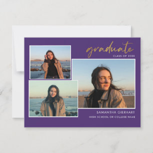 Graduación 2025 Fotos Grad Invitación púrpura