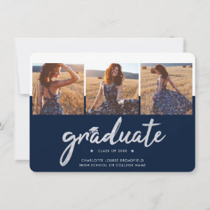 Graduación 2025 Fotos Invitación azul de la Marina