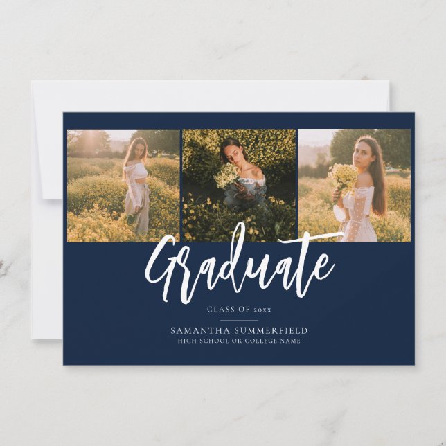 Graduación 2025 Fotos Invitación de graduación azu (Anverso)