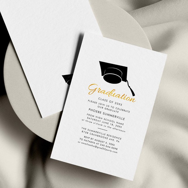 Graduación 2025 Invitación del Partido Minimalista (Graduation 2024 Script Grad Cap Party Invitation)