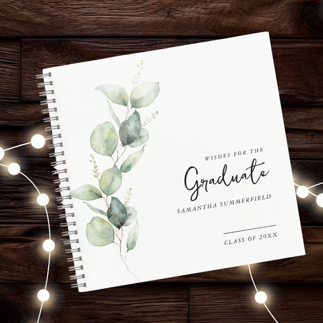 Graduación 2025 Libro de invitados para Eucalyptus (Eucalyptus Graduation Party Guestbook Front View)