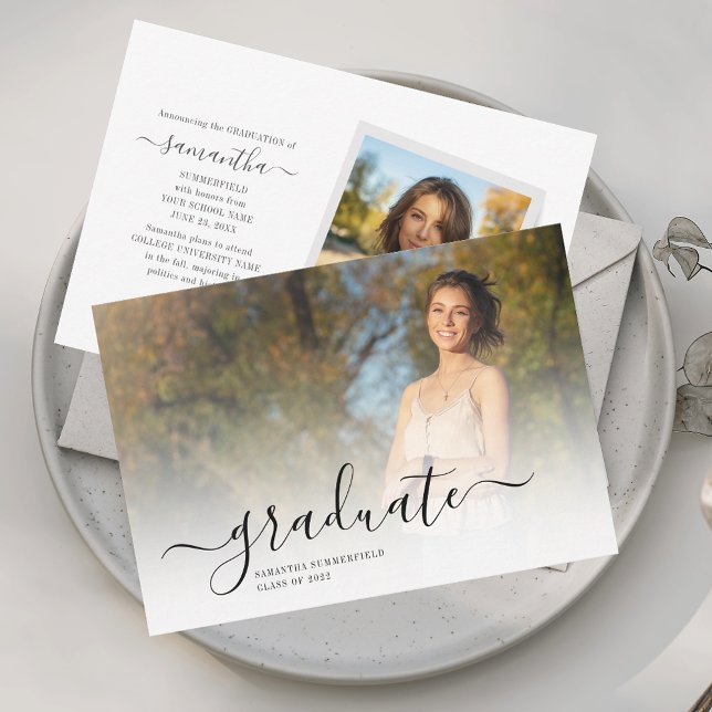 Graduación 2025 Script 2 Fotos Invitación (Graduate 2025 2 Photos Script Graduation Announcement)