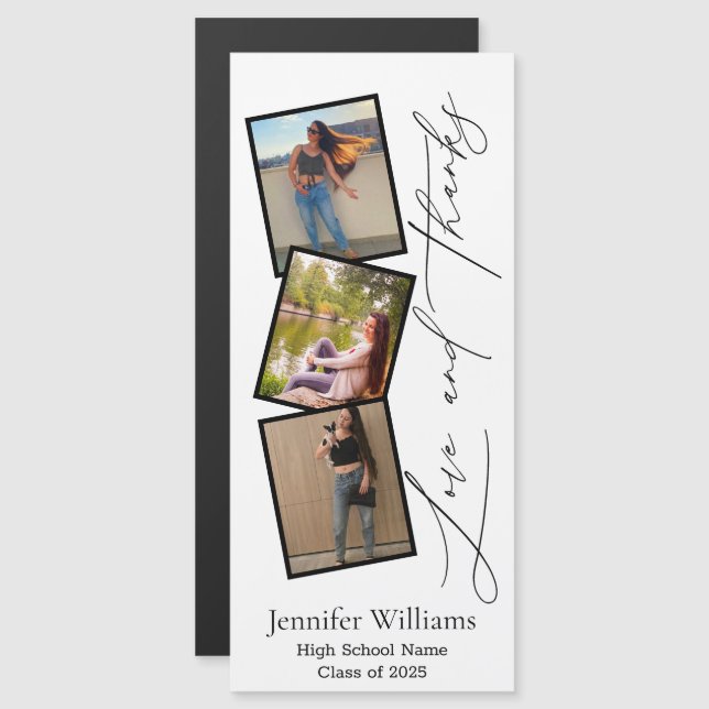 graduación 3 cabina de fotos gracias imán (Anverso/Reverso)