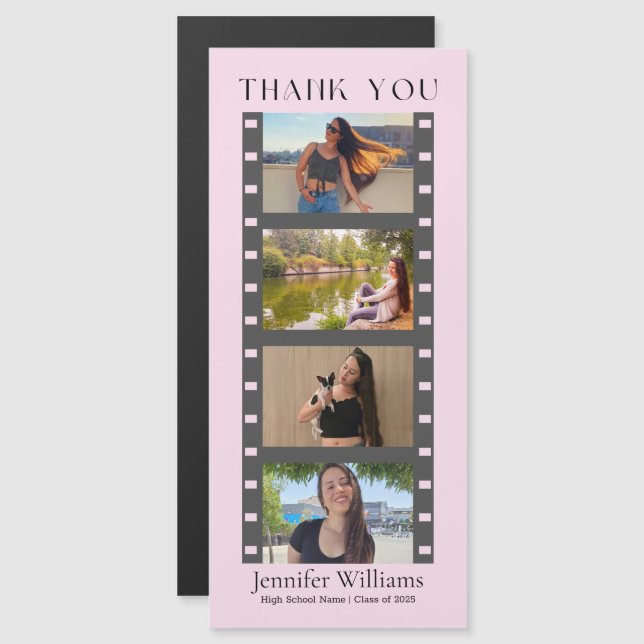 graduación 4 fotos cabina gracias imán rosa (Anverso/Reverso)