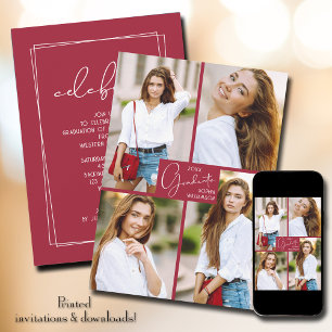 Graduación 4 Invitación de fiesta de Collage de fo