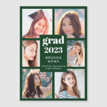 Graduación 6 Guión blanco Collage de fotos Verde