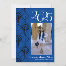 Graduación Art Deco Invitación azul negro
