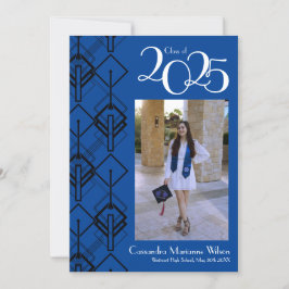 Graduación Art Deco Invitación azul negro
