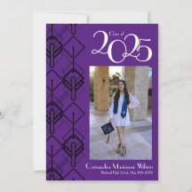 Graduación Art Deco Invitación morada negra