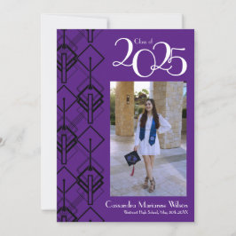 Graduación Art Deco Invitación morada negra