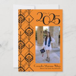 Graduación Art Deco Invitación Naranja negro