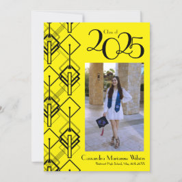 Graduación Art Deco Invitación Roja Negra