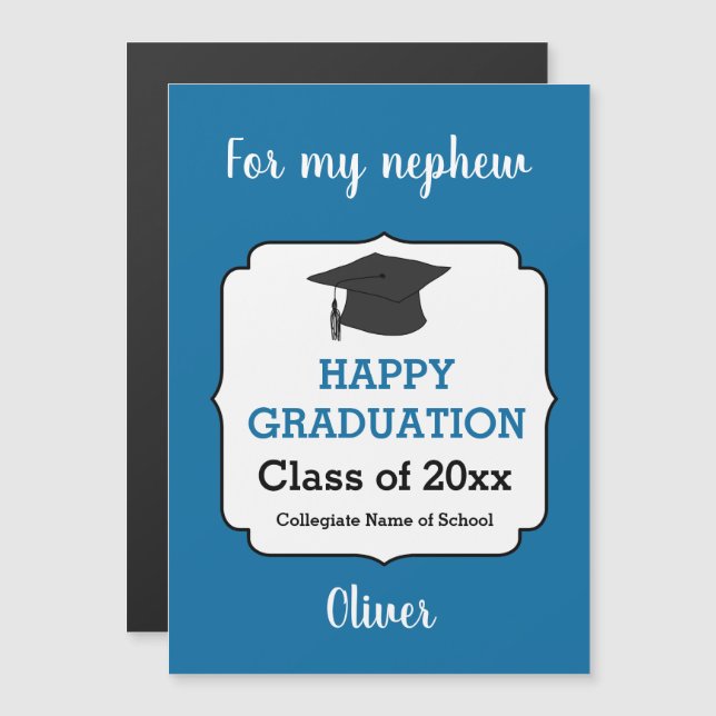 Graduación azul de la tarjeta magnética 2025 (Anverso/Reverso)