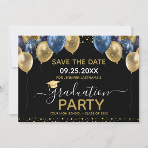 Graduación Azul de Oro Guardar la Invitación de Fe