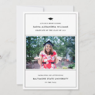 Graduación Cap Modern Photo Grad Invitación